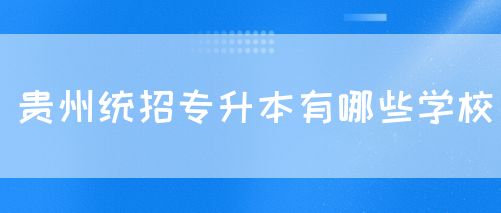 贵州统招专升本有哪些学校(图1)