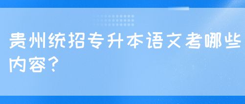 贵州统招专升本语文考哪些内容？