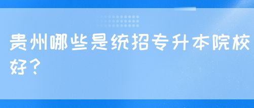 贵州哪些是统招专升本院校好？