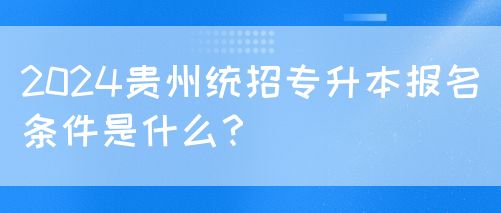 2024贵州统招专升本报名条件是什么？