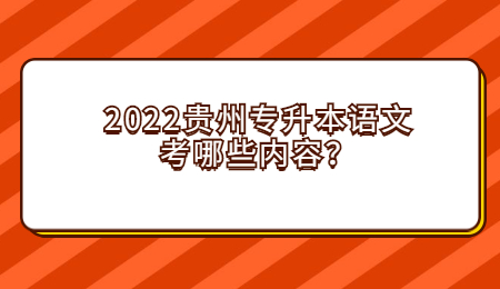 2022年贵州专升本语文考哪些内容？